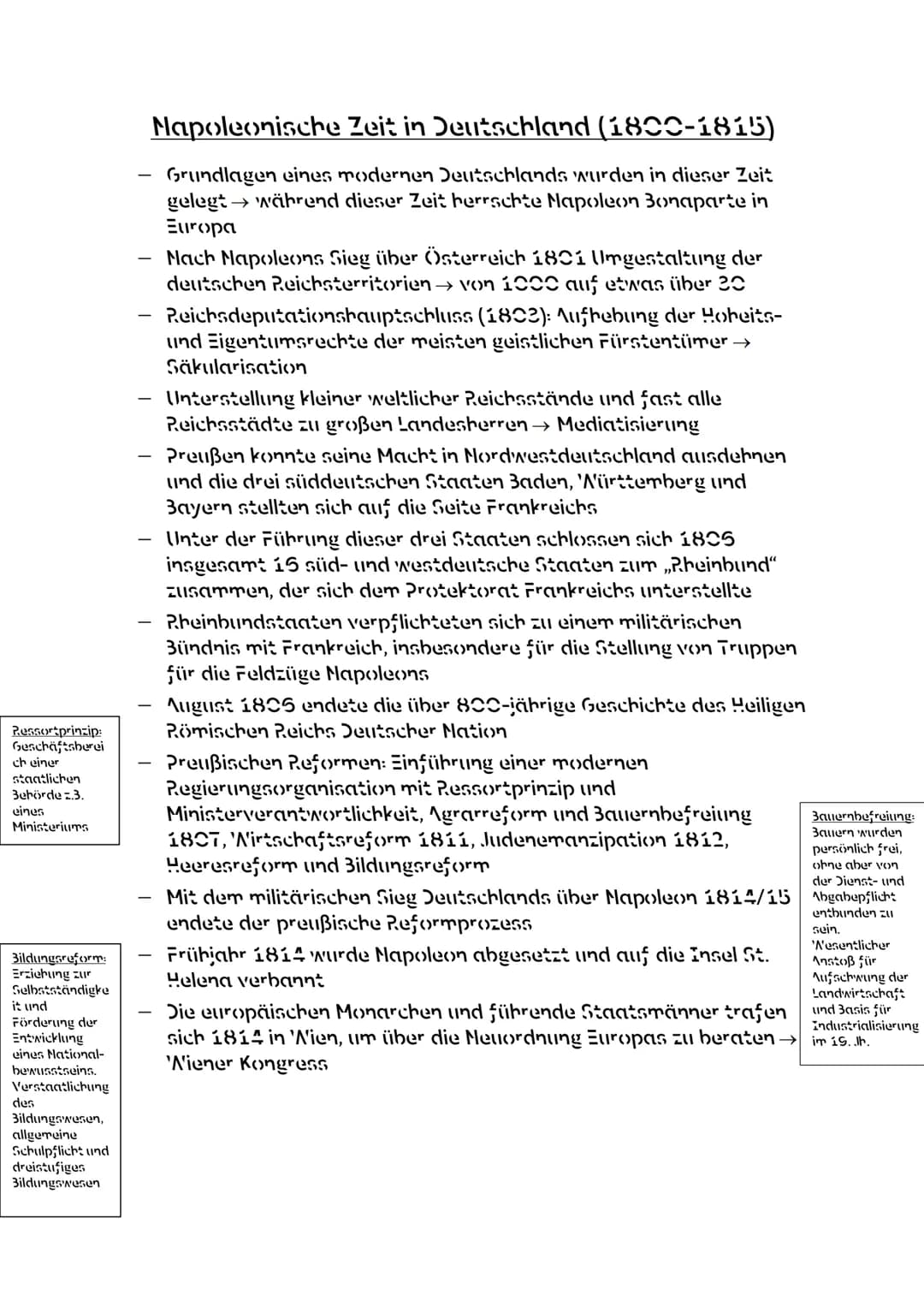 # Napoleonische Zeit in Deutschland (1800-1815)
- Grundlagen eines modernen Deutschlands wurden in dieser Zeit gelegt während dieser Zeit h