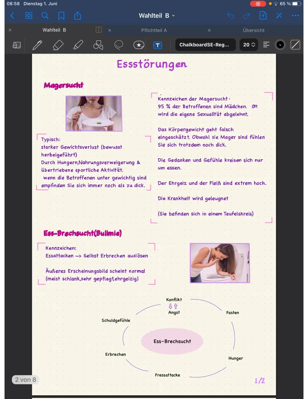 # Wahlteil B
## Ernährung und Gesundheit
- Esstörungen
- Bestandteile der Nahrung
- Nährwerte
- Nährstoffe
- Lebensmittelgruppen
- Regeln
-