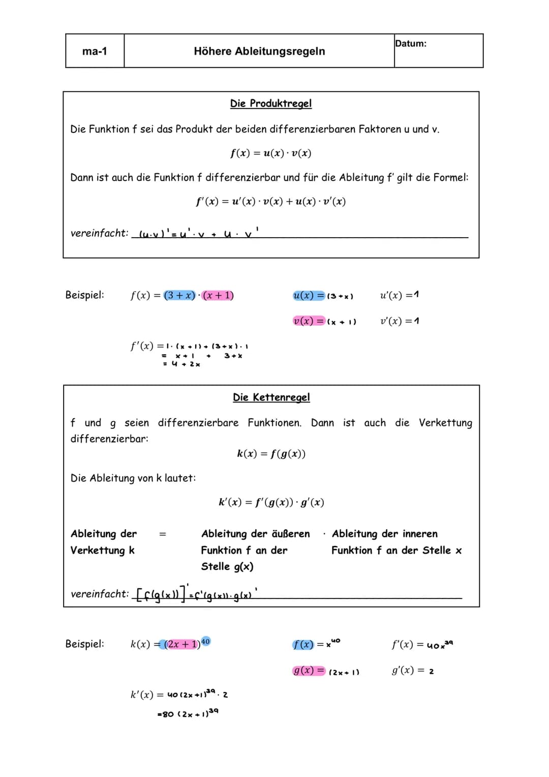 # Graphisches ableiten
## Graph der Ableitungsfunktion herleiten
| f(x) | f'(x) |
|---|---|
| Steigung | |
| -positiv | f'(x)>0 |
| -negat