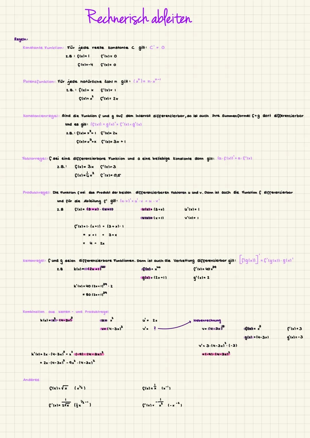 # Graphisches ableiten
## Graph der Ableitungsfunktion herleiten
| f(x) | f'(x) |
|---|---|
| Steigung | |
| -positiv | f'(x)>0 |
| -negat
