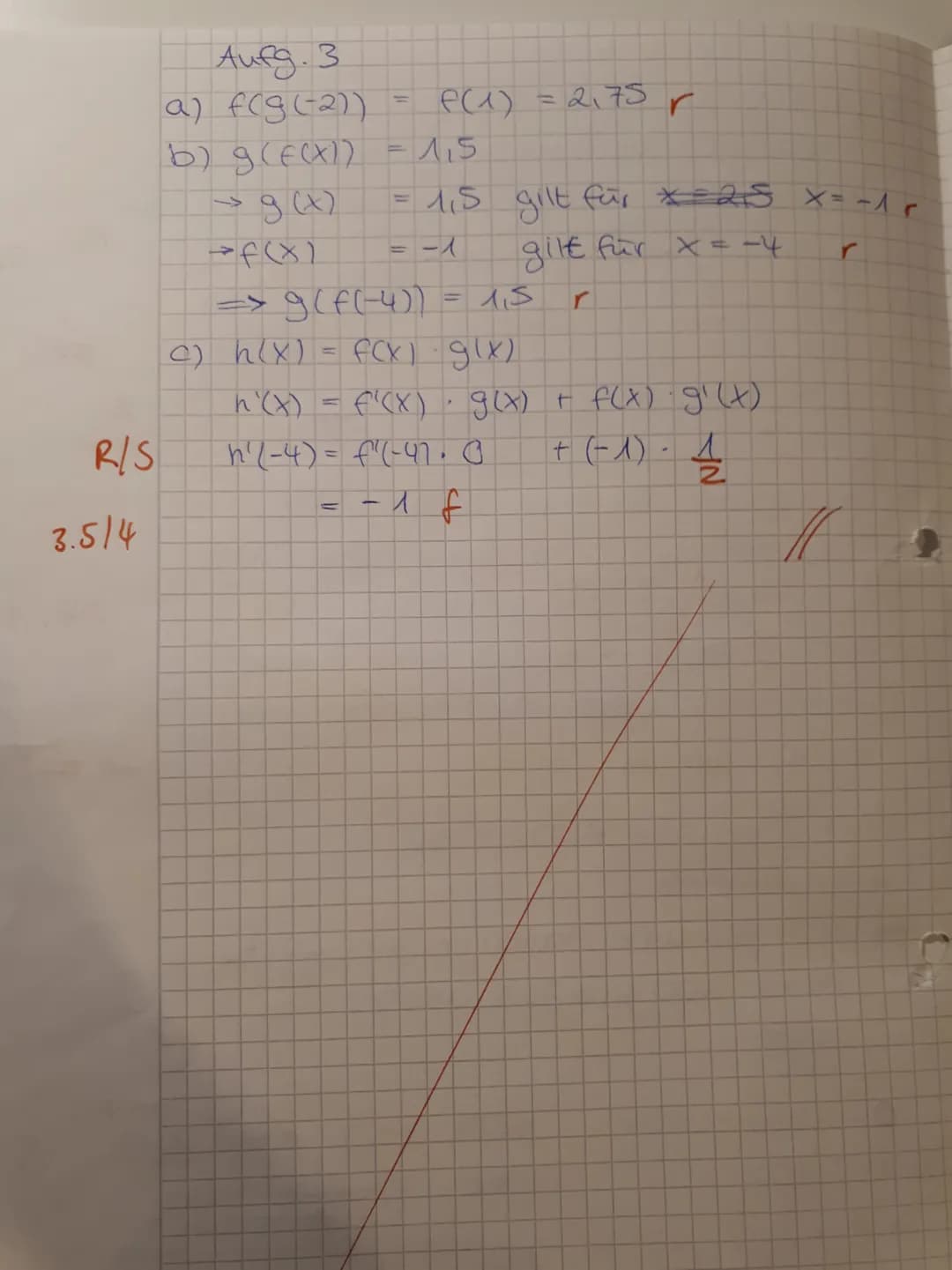 # Aufg 1)
a) $f(x) = \cos(2x^2-3x)$
$f'(x) = -\sin(2x^2-3x) \cdot (4x-3) \ r$
b) $f(x) = \sqrt{\frac{\pi}{2}} \cdot \frac{1}{(x^2-2)^2} \c