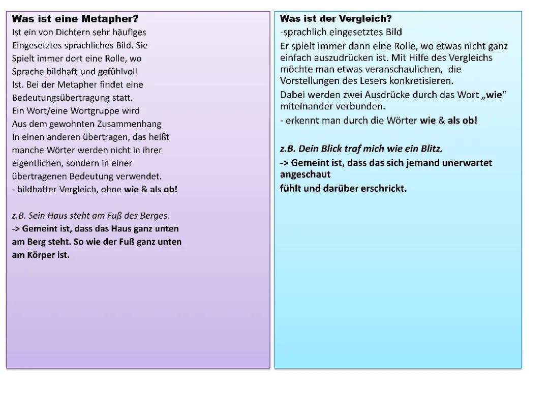 Metapher, Vergleich, Personifikation