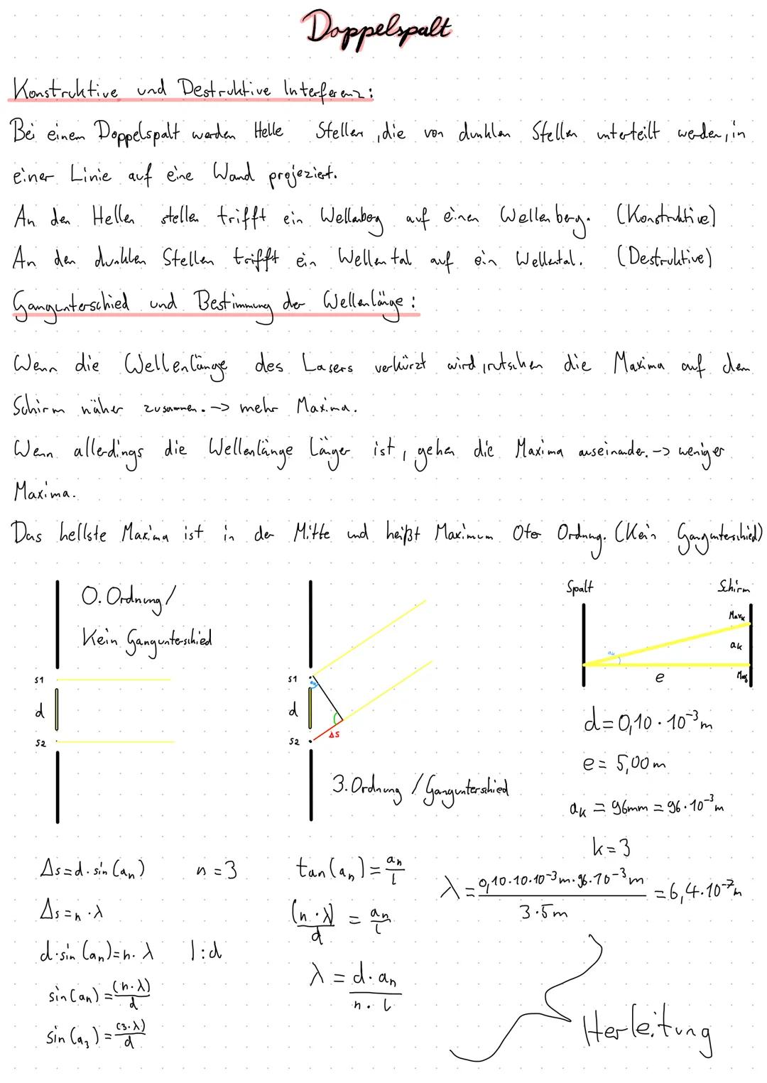 # Interferenz
Kohärent:
Wellen, die in fester Beziehung zu einander stehen.
Gangunterschied (Wegdifferenz):
As=152-5₁l
Konstruktive Inter