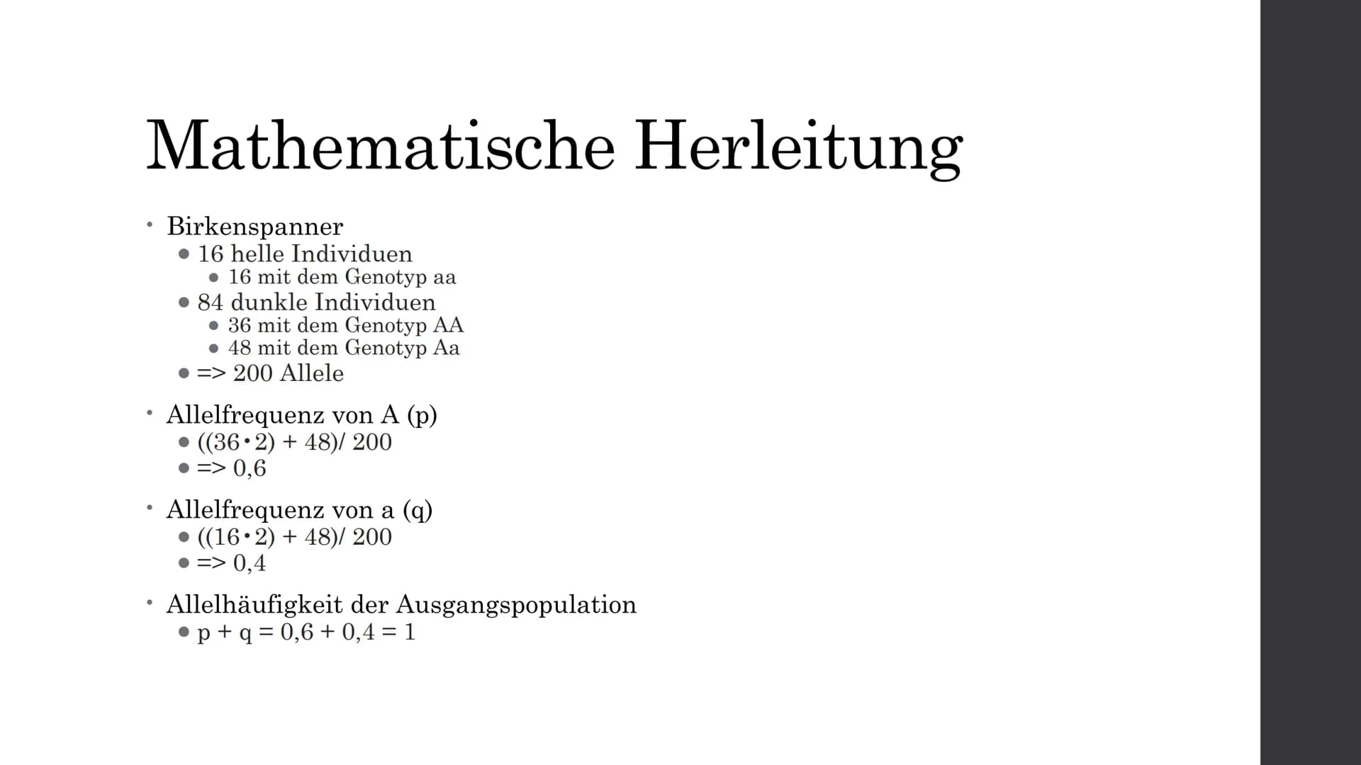 # Biologie
## Hardy-Weinberg-Gesetz
### Entwickler
- Godfrey Harold Hardy
- Mathematiker
- Wilhelm Weinberg
- Arzt und Vererbungsforscher
-