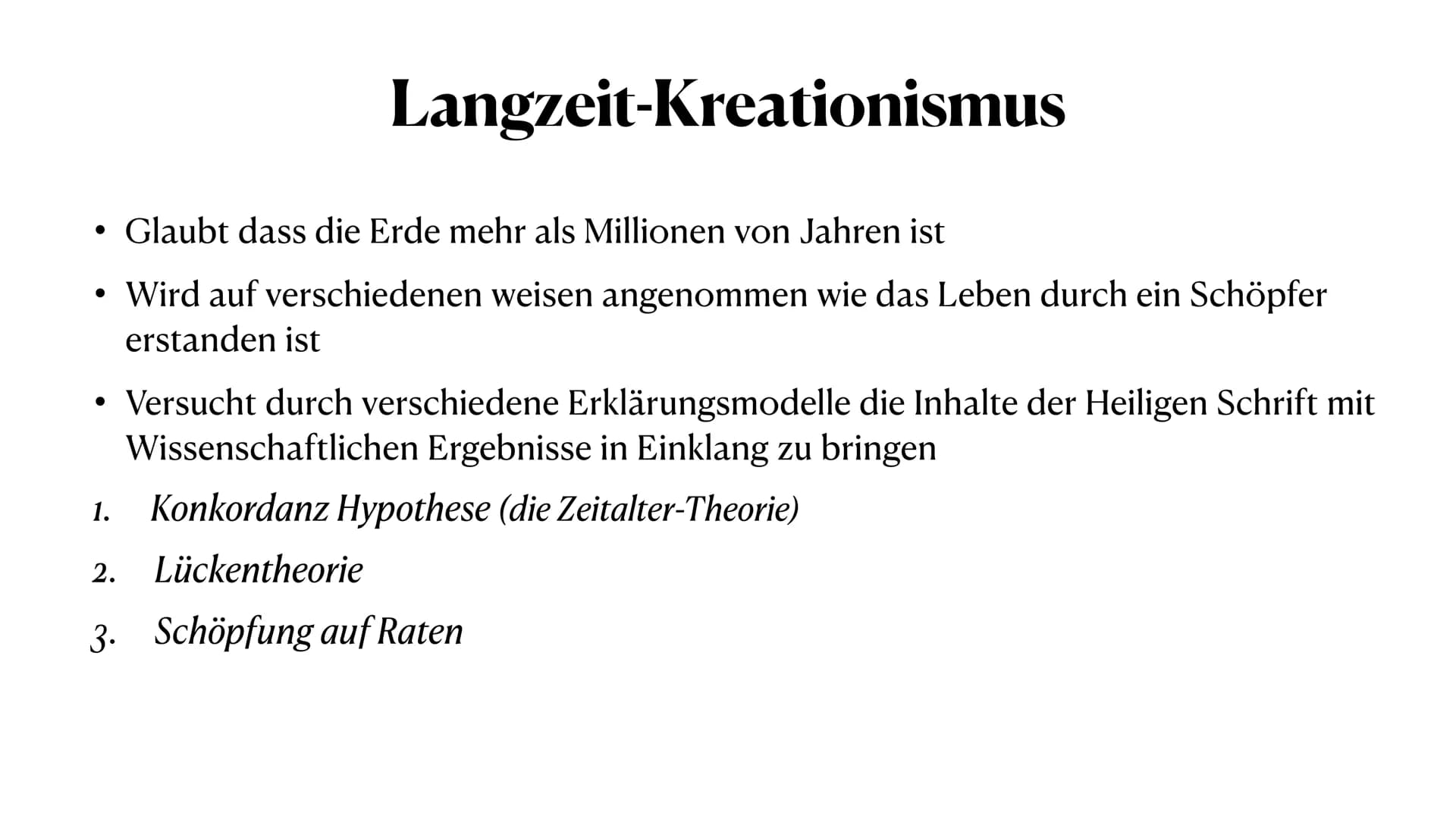 Handout
# Kreationismus
**Bedeutung:** Glaubt dass, das Universum, das Leben und der Mensch durch einen Schöpfer (Gott) (aus ihrer Sicht)