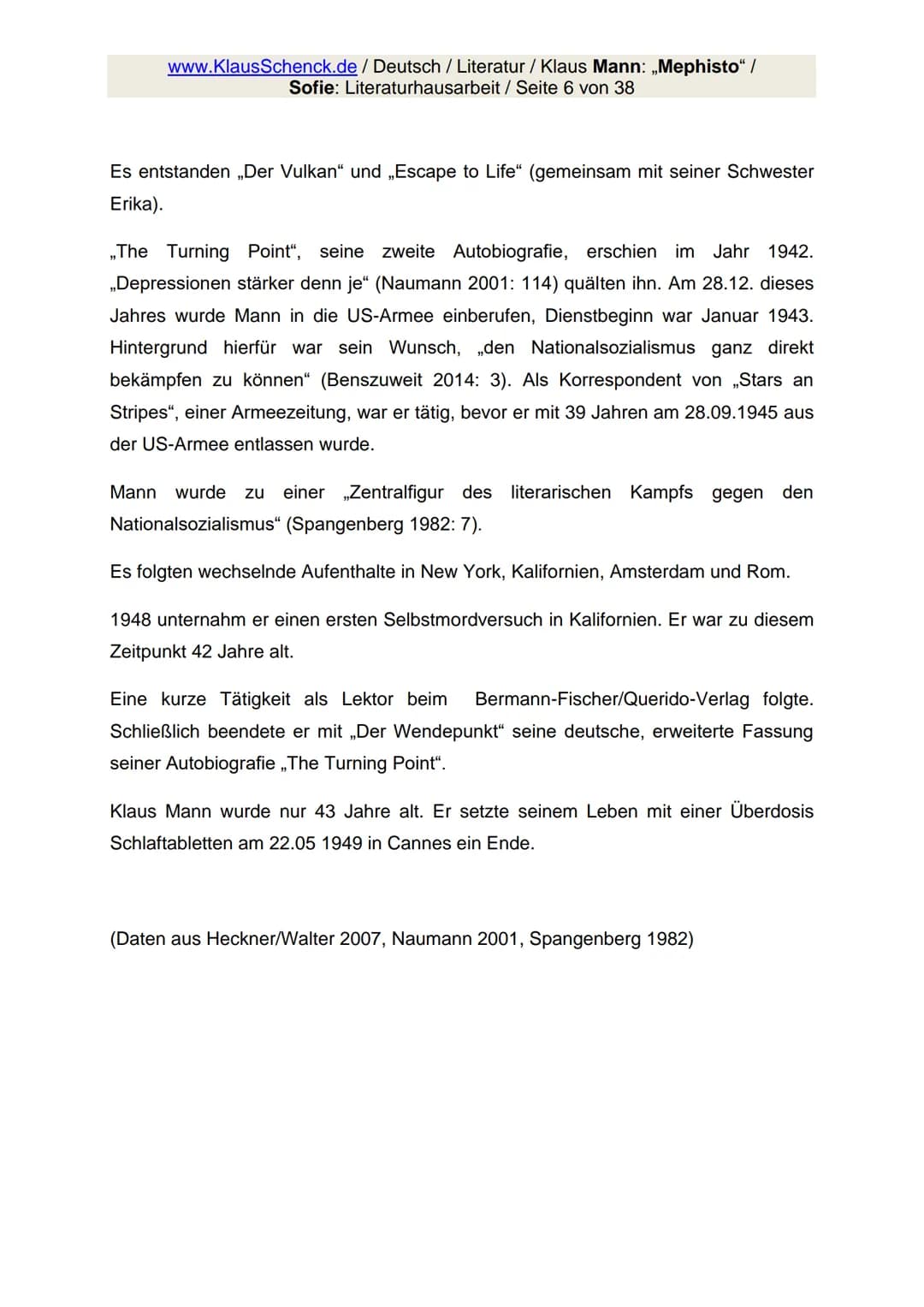 www.KlausSchenck.de / Deutsch / Literatur / Klaus Mann: „Mephisto" /
Sofie: Literaturhausarbeit / Seite 1 von 38
## „Mephisto"
MEPHISTO
#