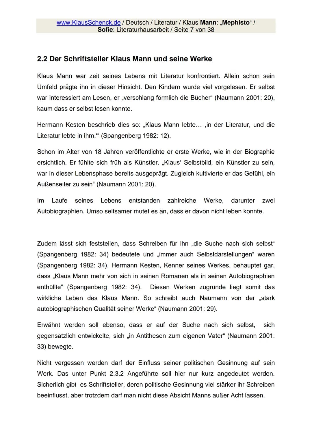 www.KlausSchenck.de / Deutsch / Literatur / Klaus Mann: „Mephisto" /
Sofie: Literaturhausarbeit / Seite 1 von 38
## „Mephisto"
MEPHISTO
#