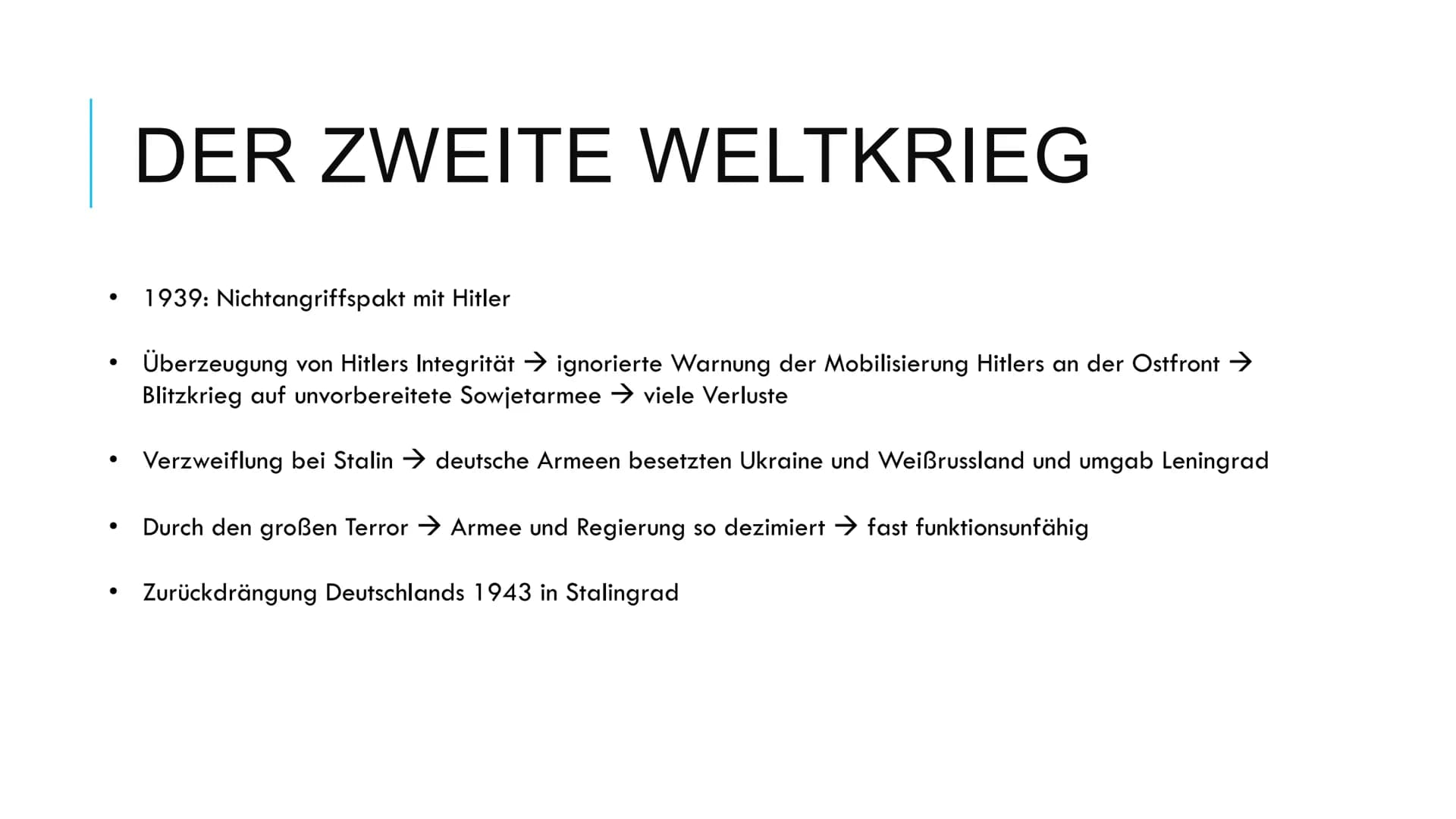 STALIN # INHALTSVERZEICHNIS
1. Wer war Joseph Stalin?
II. Die russische Revolution
III. Politische Übernahme
IV. Der zweite Weltkrieg
V. St