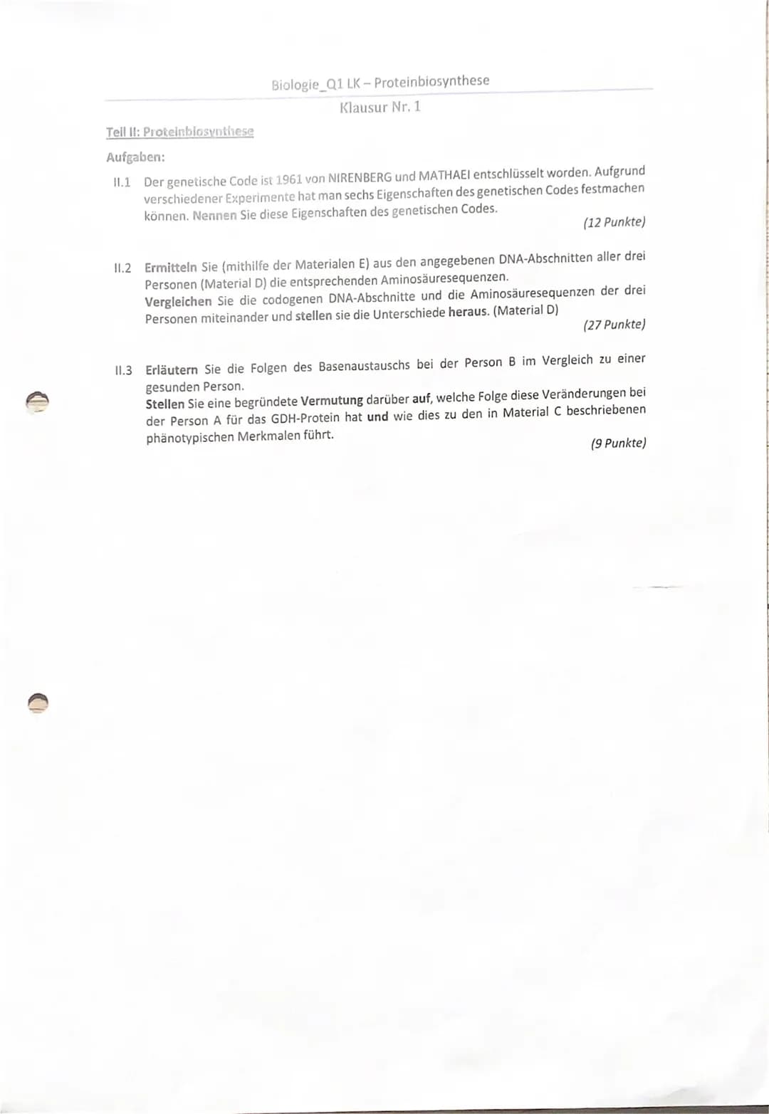 Achte auf eine ordentliche und lesbare Schrift.
Viel Erfolg!
## Teil I: Replikation der DNA
### Aufgaben:
1.1 Ordnen Sie den Buchstaben