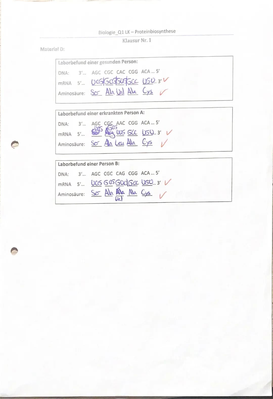 Achte auf eine ordentliche und lesbare Schrift.
Viel Erfolg!
## Teil I: Replikation der DNA
### Aufgaben:
1.1 Ordnen Sie den Buchstaben