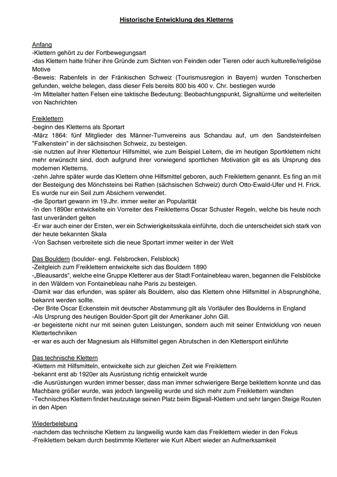 <h2>Anfänge des Kletterns</h2>
<p>Klettern ist eine Fortbewegungsart, die früher zum Sichten von Feinden oder Tieren sowie aus kulturellen