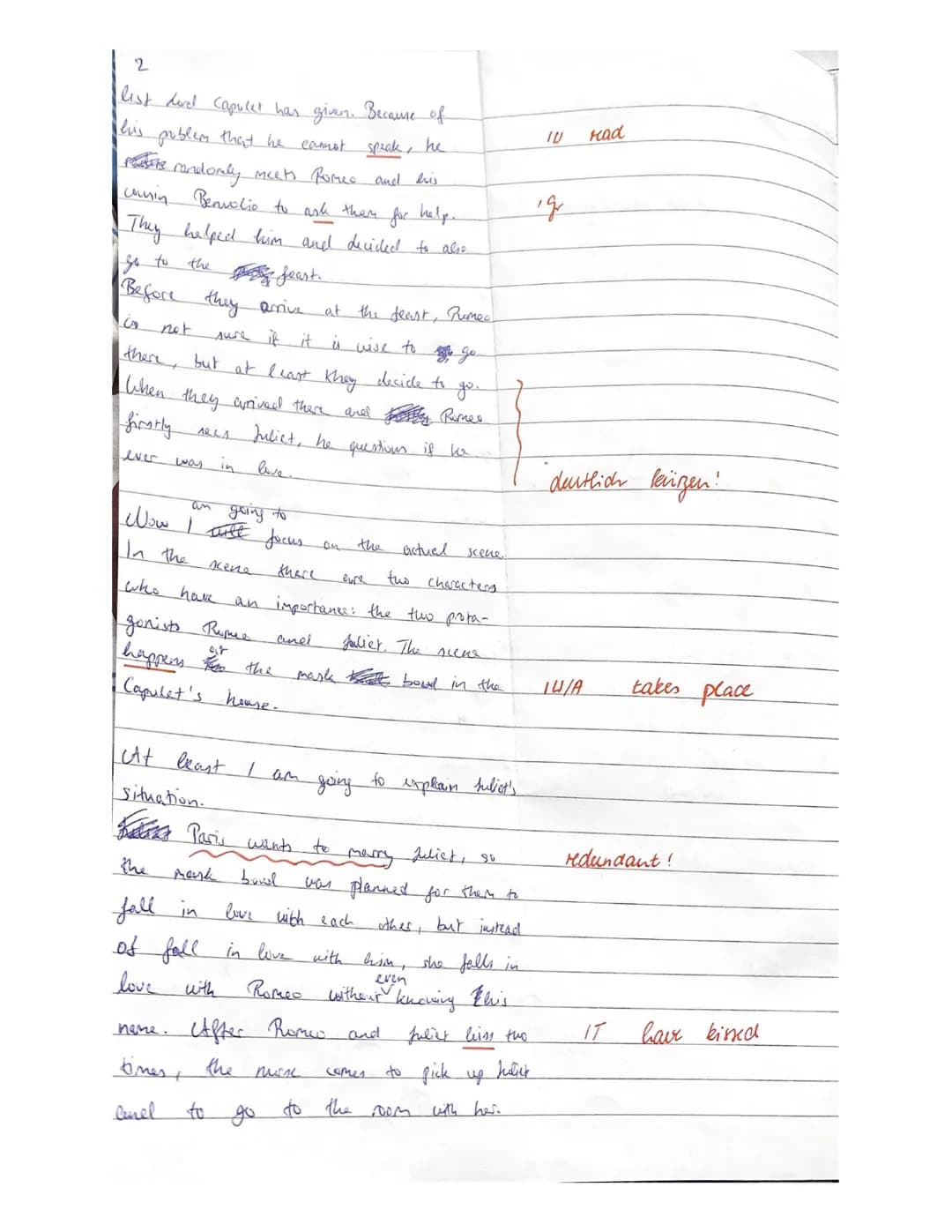 18th March, 2021
3. Englischklausur
Q1.2 LK EN/De
Romeo and Juliet by William Shakespeare, Act I, Scene 5
# Annotations:
91 profane - disho
