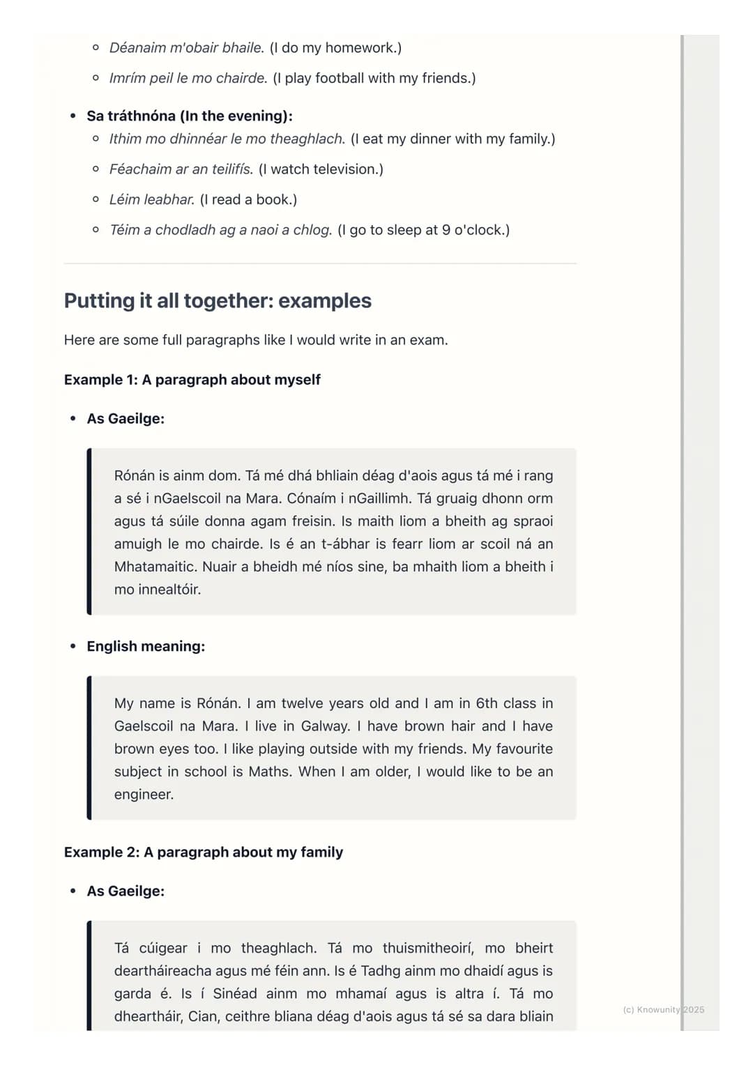 # Mé Féin agus Mo Theaghlach
(Myself and My Family)
Introduction to 'Myself and my family'
This is a really important topic for Irish. It