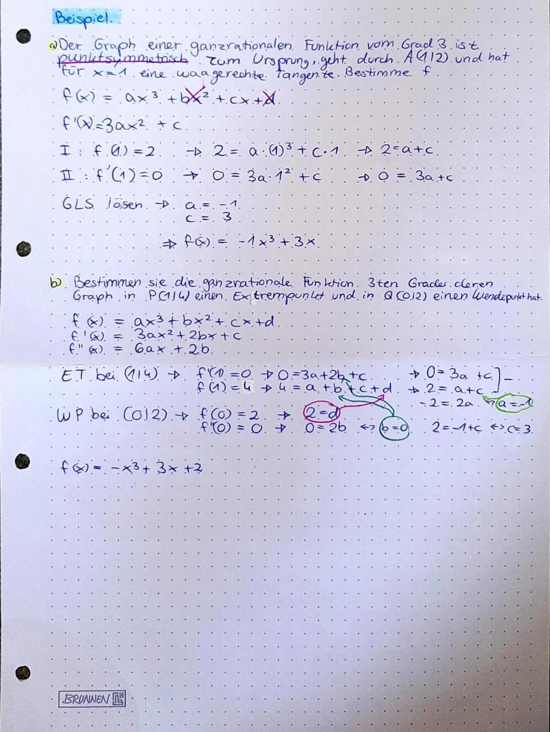 Kurven diskussion
1. Symmetrie
- zur y-Achse
f(x) = f(x)
: zum Ursprung f(x) = -f(x)
2. Schnitt punkte mit den Achsen
- X-Achse f(xo) = .0..