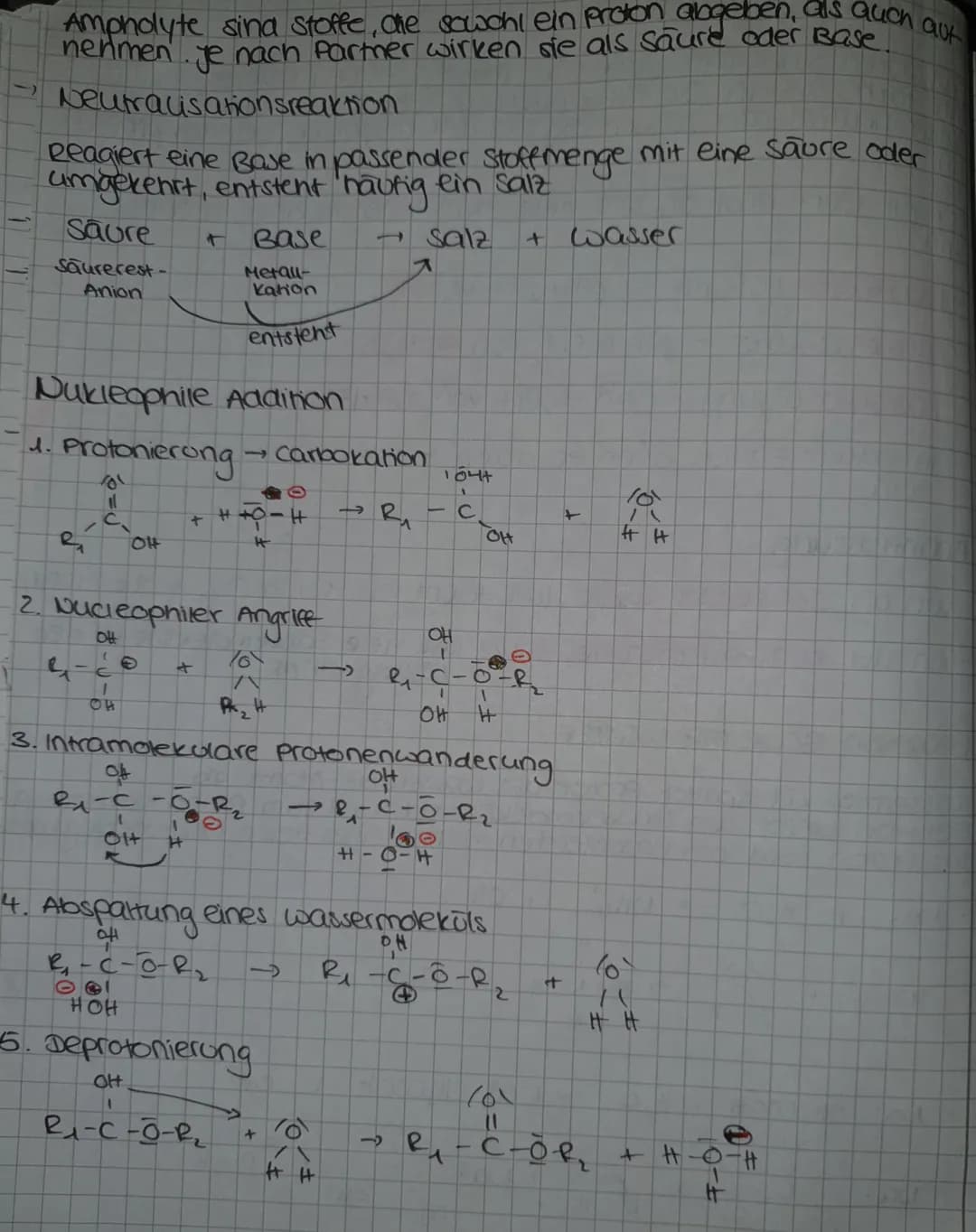Ampholyte sind Stoffe, die sowohl ein Proton abgeben, als auch auf
nehmen. Je nach Partner wirken sie als Säure oder Base.
Neutralisationsre
