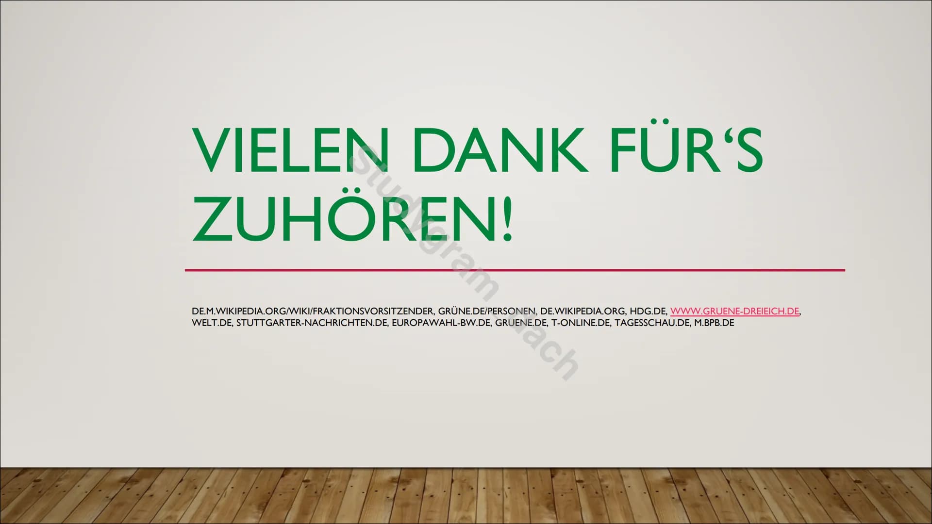 Stu
BÜNDNIS 90
DIE GRÜNEN
ach # INHALT
* Vorstellung der Grünen
* Parteigeschichte
* Wahlprogramm
* Wahlprogramm Ökologie
* Wahlergebnisse
*