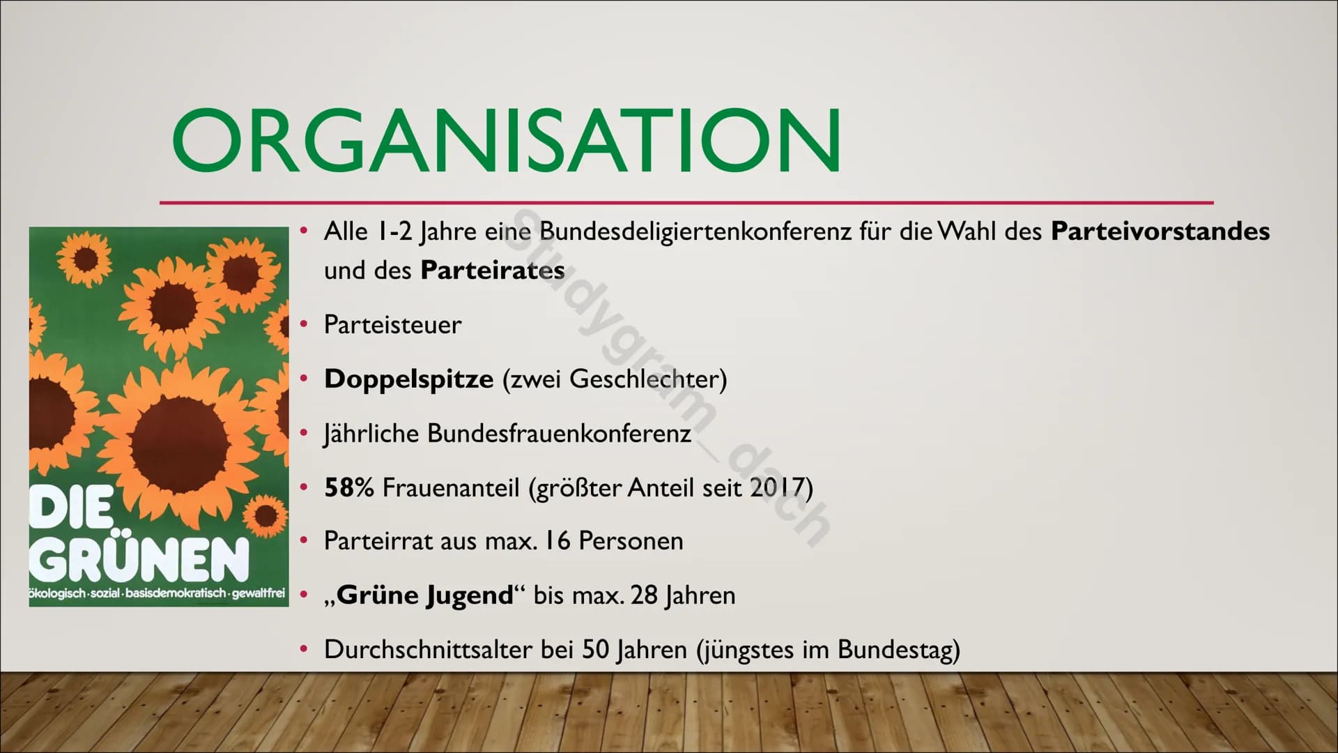 Stu
BÜNDNIS 90
DIE GRÜNEN
ach # INHALT
* Vorstellung der Grünen
* Parteigeschichte
* Wahlprogramm
* Wahlprogramm Ökologie
* Wahlergebnisse
*