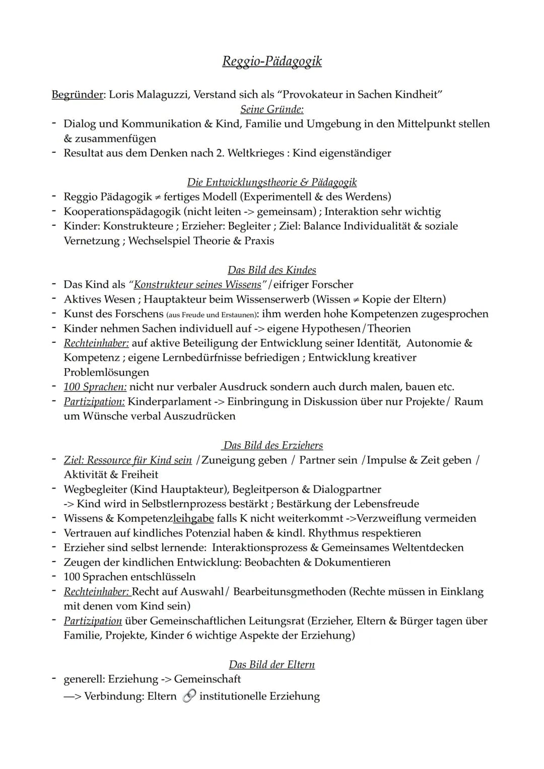 # Reggio-Pädagogik
Begründer: Loris Malaguzzi, Verstand sich als "Provokateur in Sachen Kindheit"
### Seine Gründe:
- Dialog und Kommunikati