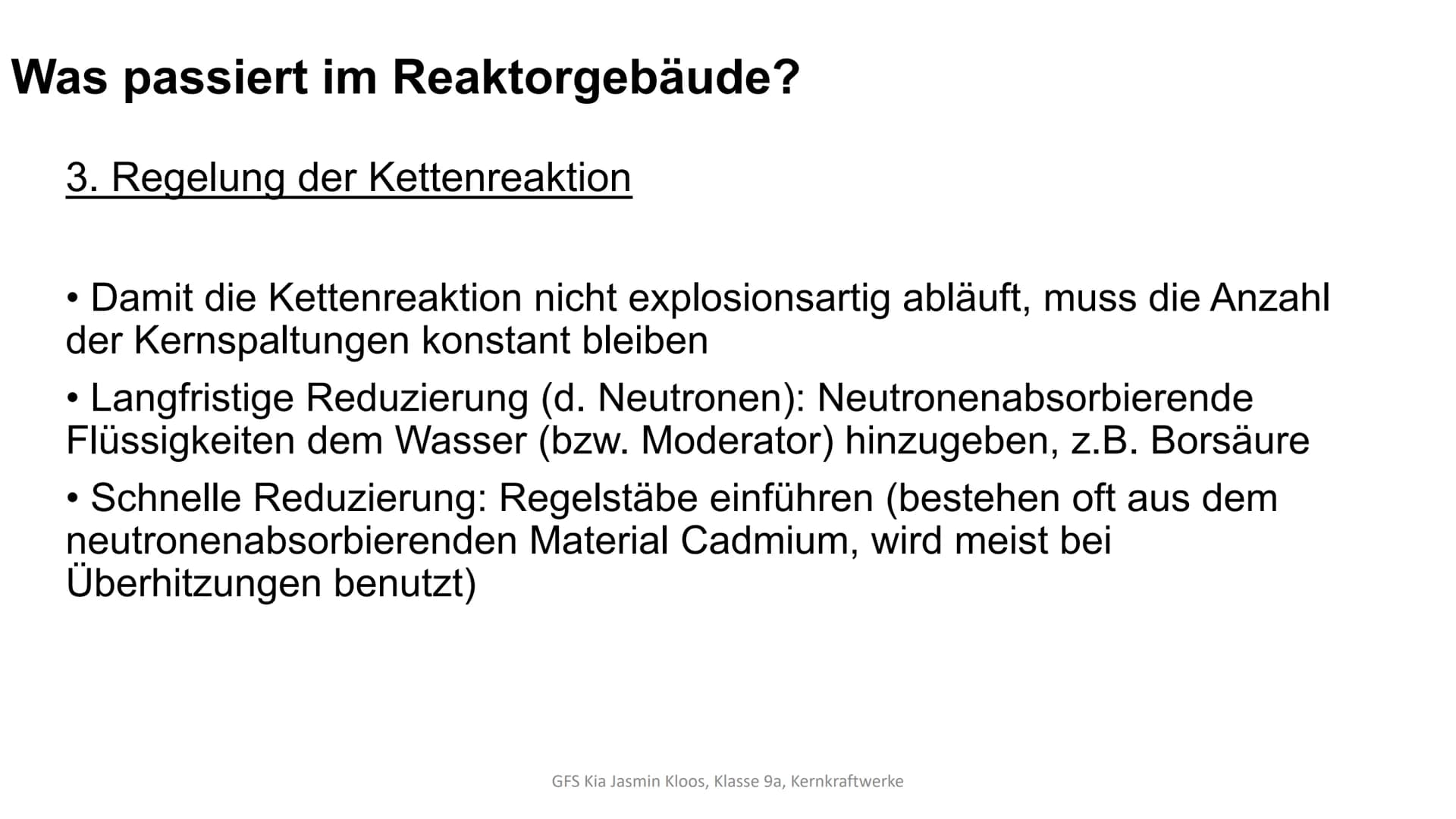 # Kernkraftwerke
Der Druckwasserreaktor und seine Funktionsweise
GFS Kia Jasmin Kloos, Klasse 9a, Kernkraftwerke # Gliederung
* Grundbegrif