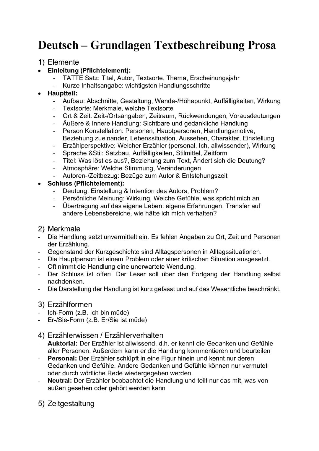 Grundlagen Textbeschreibung Prosa