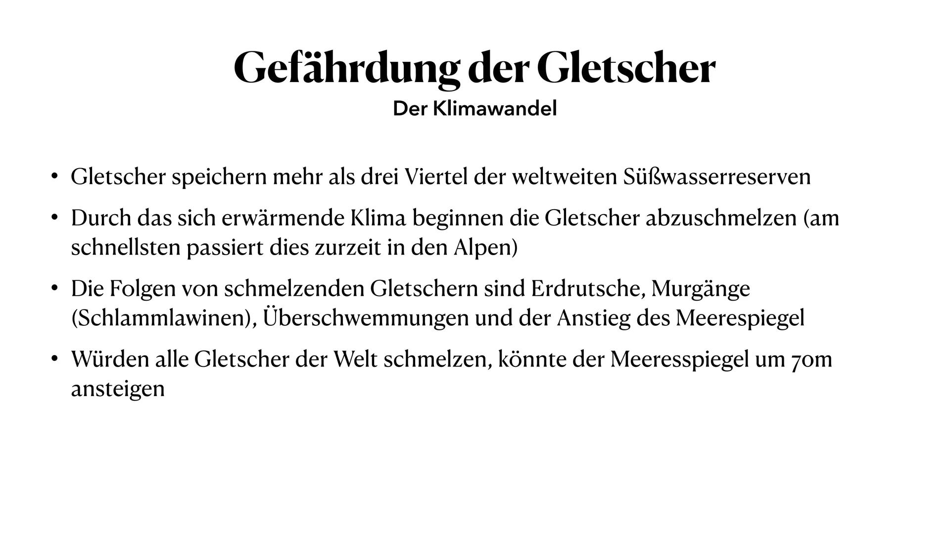 # Der Gletscher
Samira, Nina, Marlene # Gletscher
• Grönland und Antarktis
• 10% der Erde mit Eis
• Gletscher wandern (mehrere hundert Met