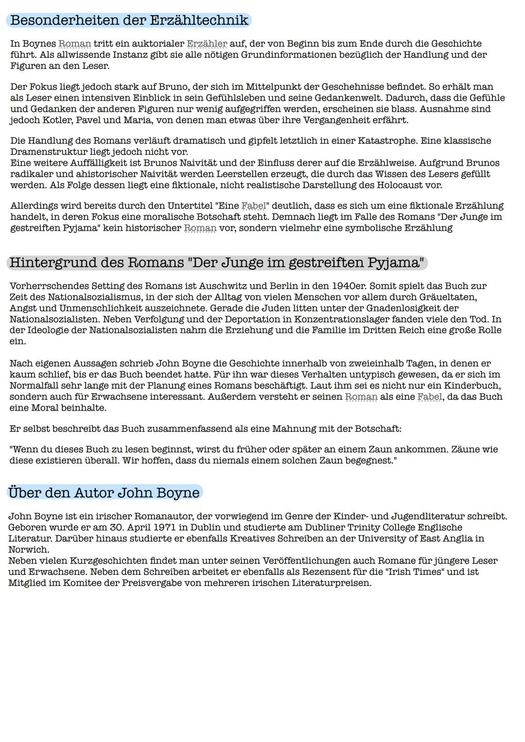 # Der Junge im gestreiften Pyjama
Inhaltsangabe
Der Roman »Der Junge im gestreiften Pyjama von John Boyne aus dem Jahr 2006 spielt zwisch