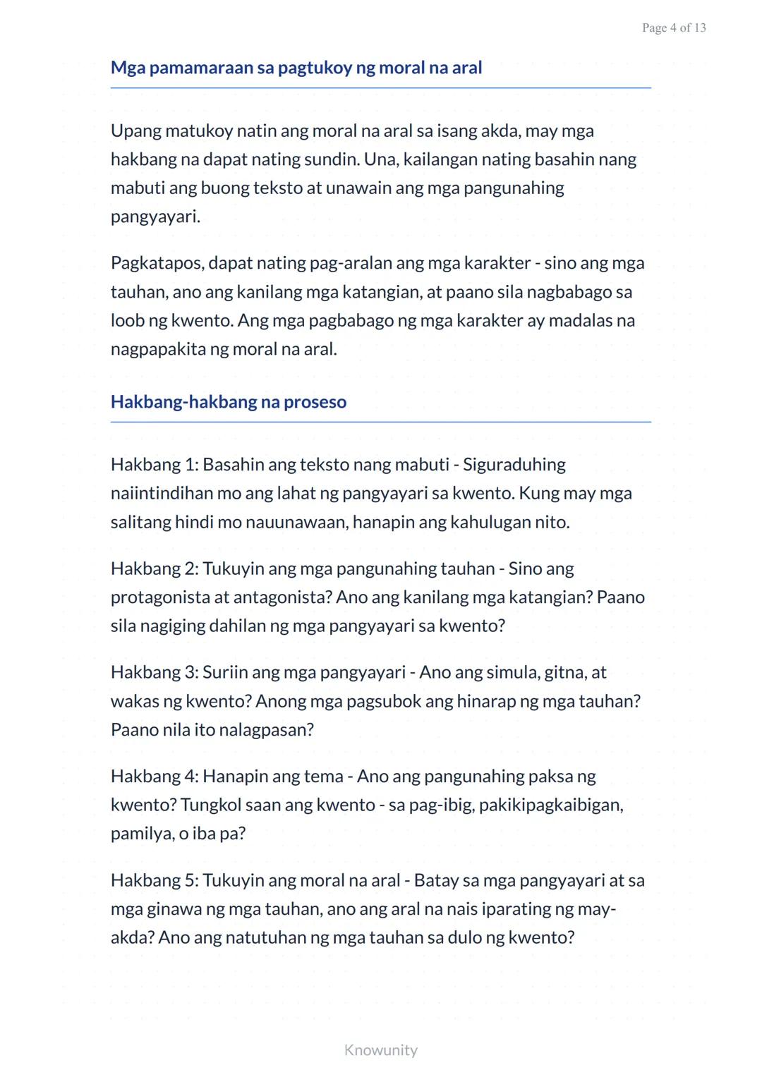 # Pagsusuri ng mga Aral sa Piling Akdang Pampanitikan
Pag-aaral kung paano hanapin at unawain ang mga moral na aral sa literatura
## Mga L