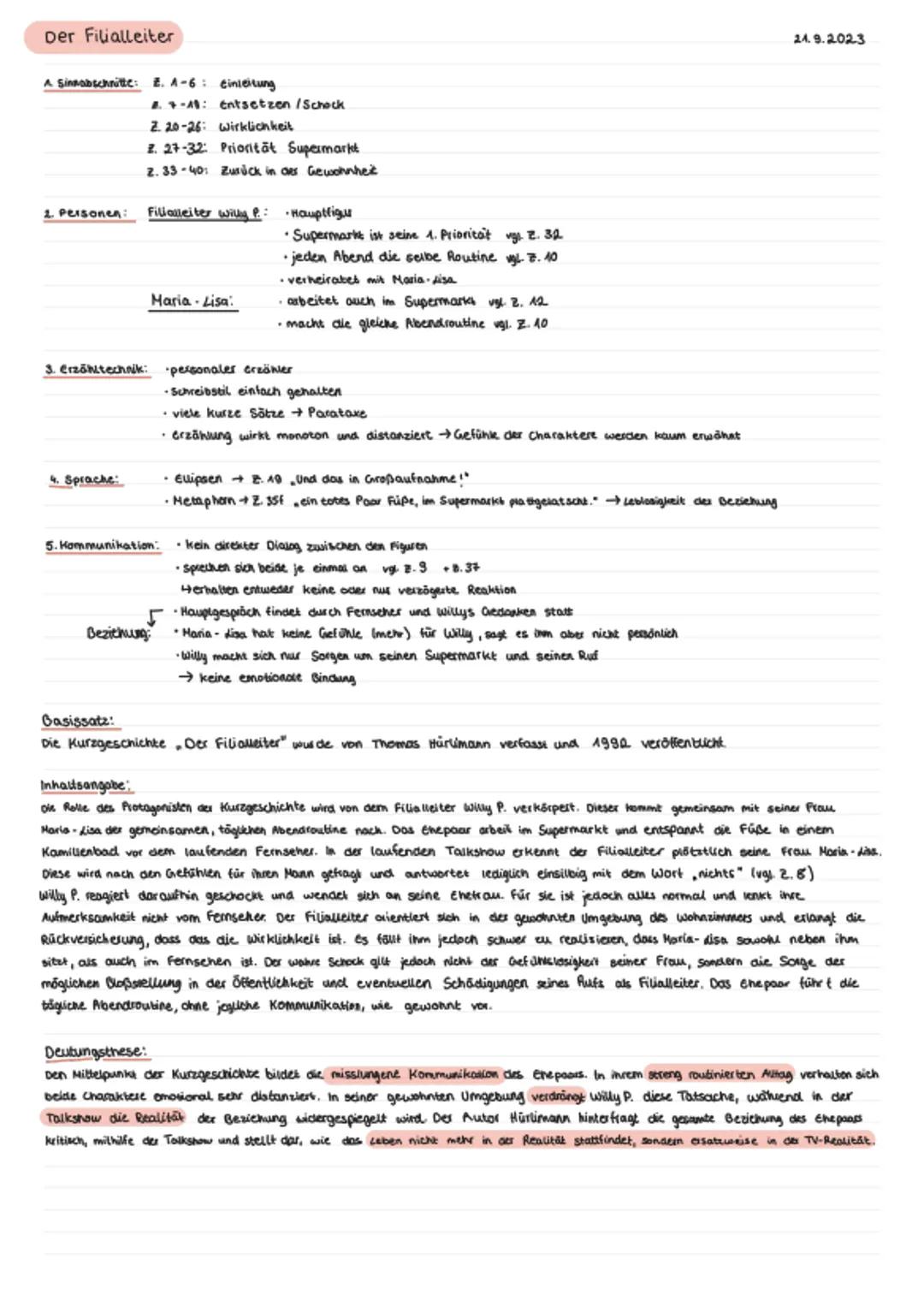 5
10
15
20
25
30
35
40
Filialleiter willy P.
Erzähltechnik + Sprache
Maria Lisa
Kommunikation
Thomas Hürlimann: Der Filialleiter
Als der Fil