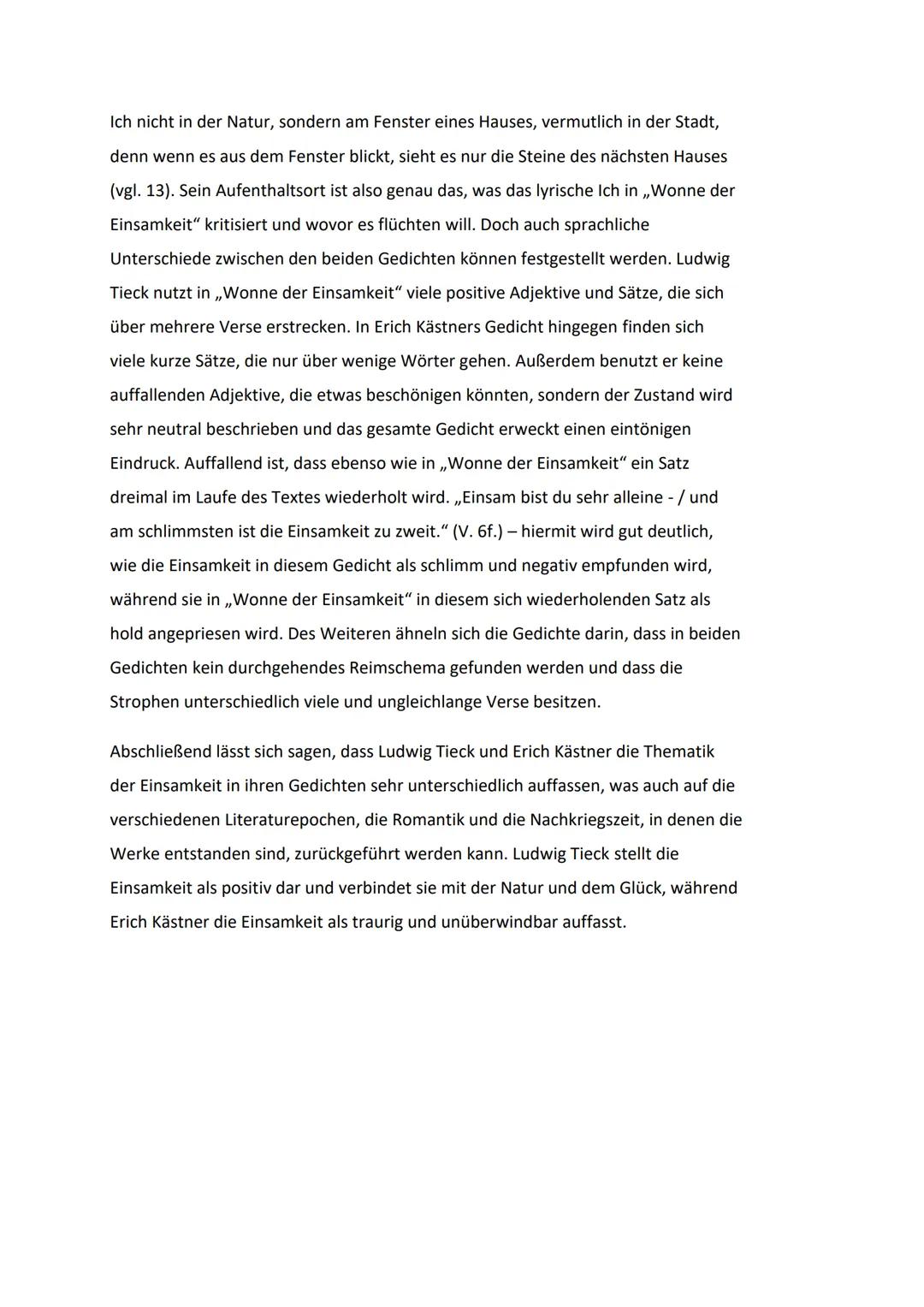 # Übungsaufsatz Interpretieren eines literarischen Textes
Einsamkeit ist ein Gefühl, das meist als negativ empfunden wird. Sie tritt bei vi
