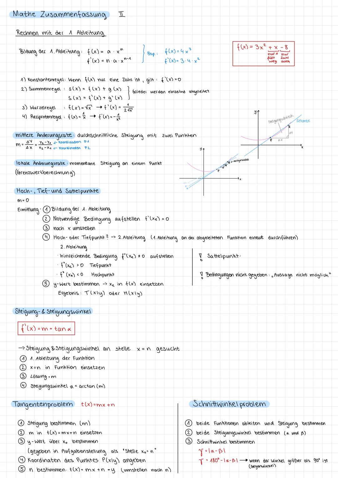 Mathe Zusammenfassung
Folgen & Grenzwerte
· Bildungsgesetz für Folgen : an = n + 1
· jedes Ergebnis -> ein Folgenglied
Vorgehen für an
· Vor