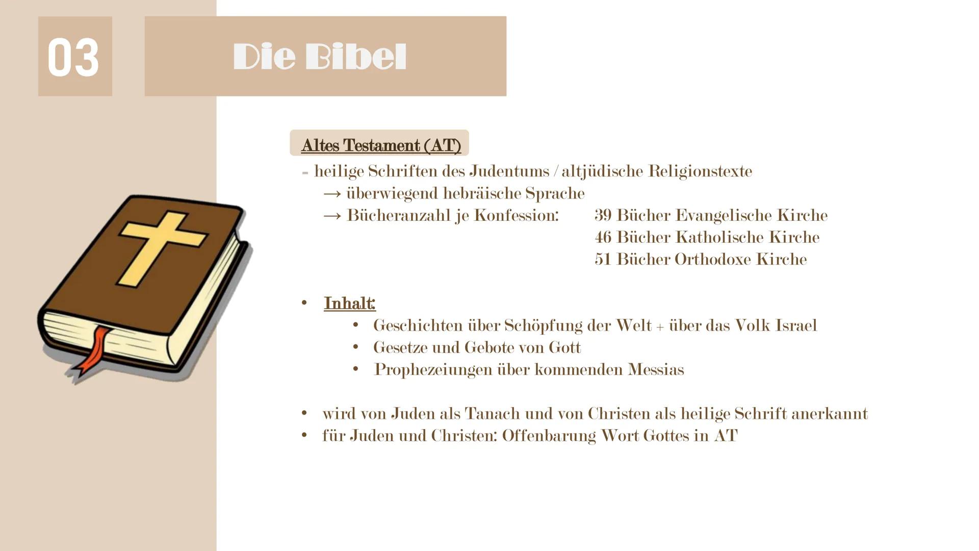 Das Christentum
Vortrag von Malte & Antonia 01
Überblick
02
Jesus Christus
03
Die Bibel
04
Zehn Gebote
Gliederung
Die Bergpredigt 05
Verbind