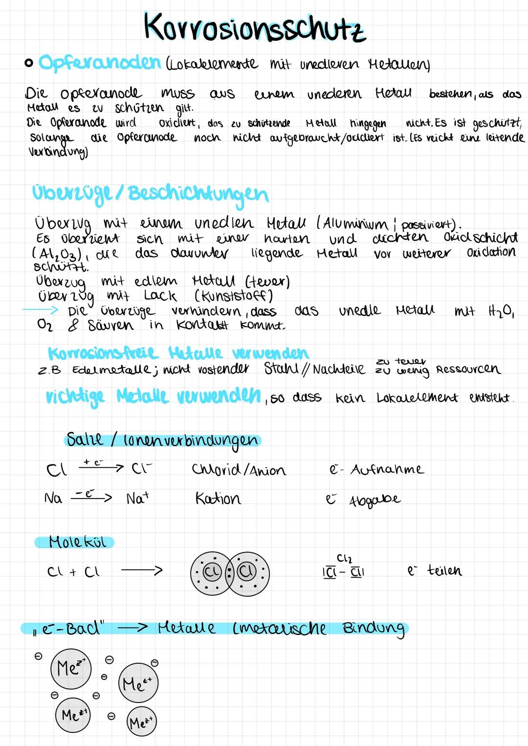 Elektrochemie # Lokalelemente
Durch ein eclleres Metall wird
die Reaktion vom Eisen beschleunigt.
Lokalelement
edes
Hessing
Unedies Elsen