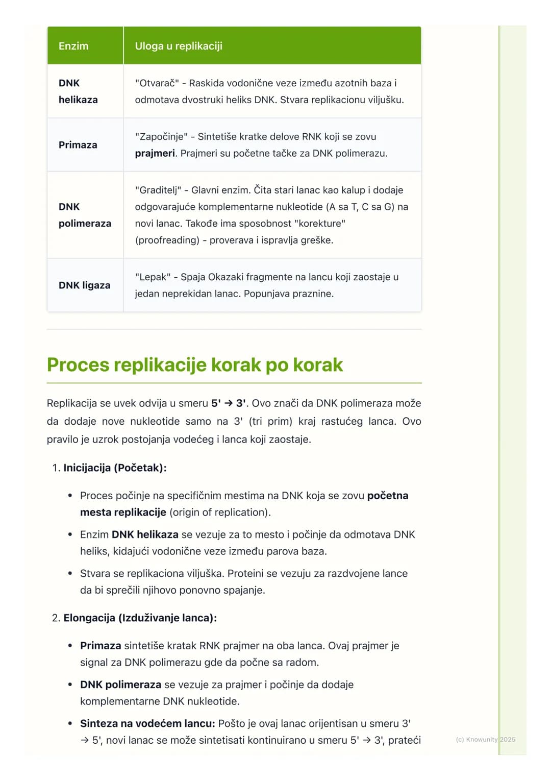 # Replikacija DNK
Uvod u replikaciju DNK
Replikacija je proces udvajanja (kopiranja) molekula DNK. Ovo je jedan od
najvažnijih procesa u ć
