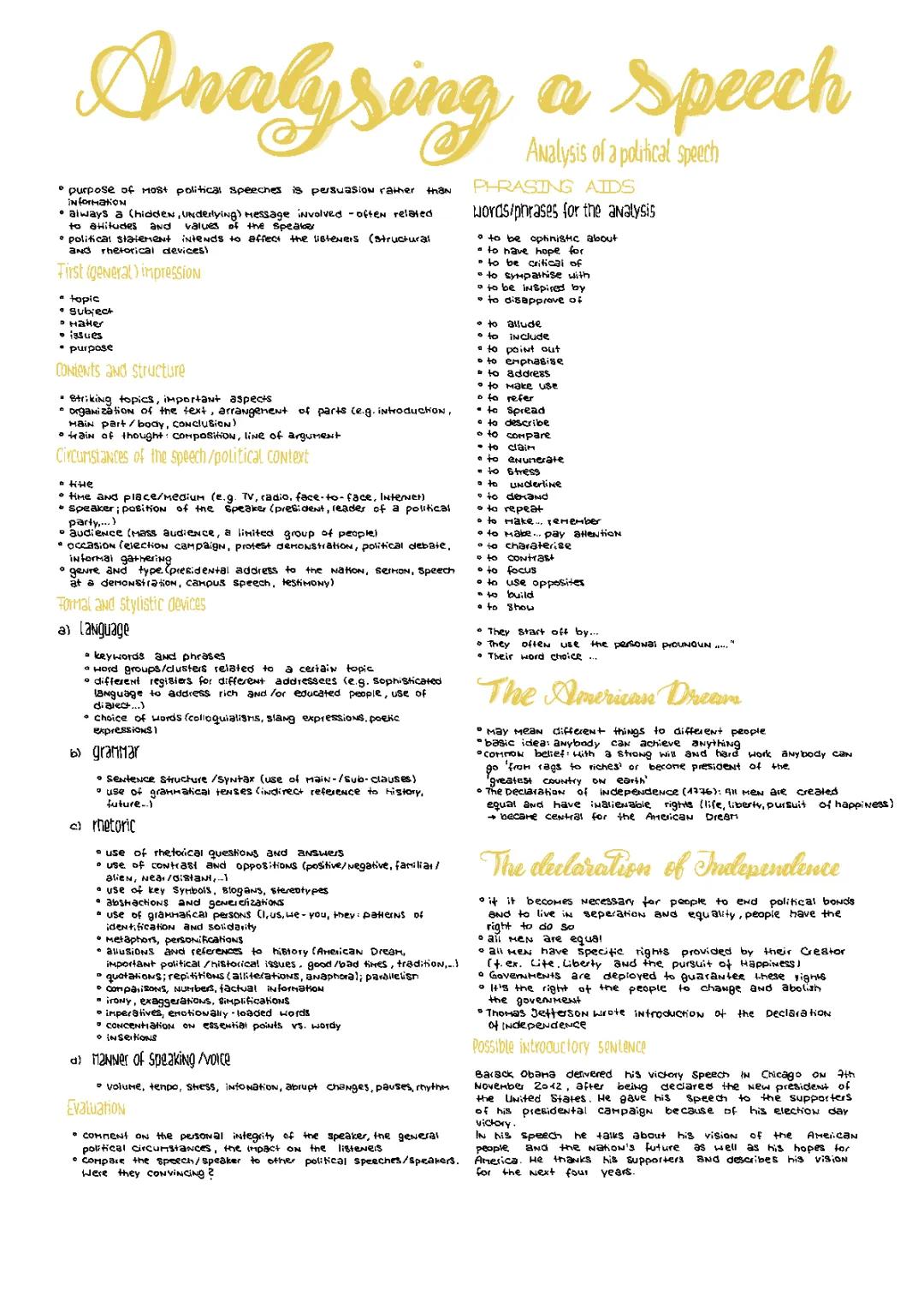 Analysis of a political speech