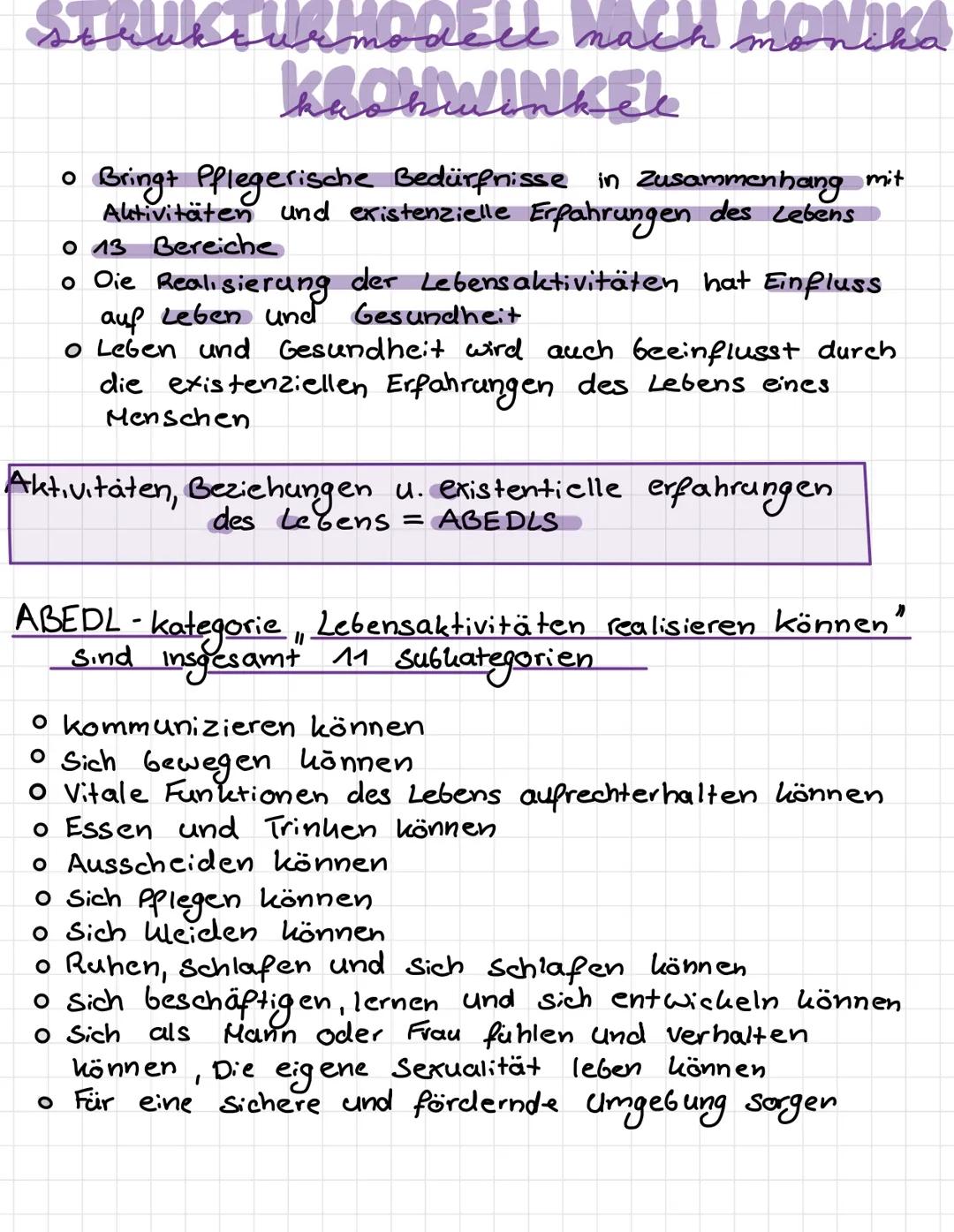# strukturmodelu nacH MONIKA
KROHWINKEL
• Bringt Pflegerische Bedürfnisse in Zusammenhang mit
Aktivitäten und existenzielle Erfahrungen des