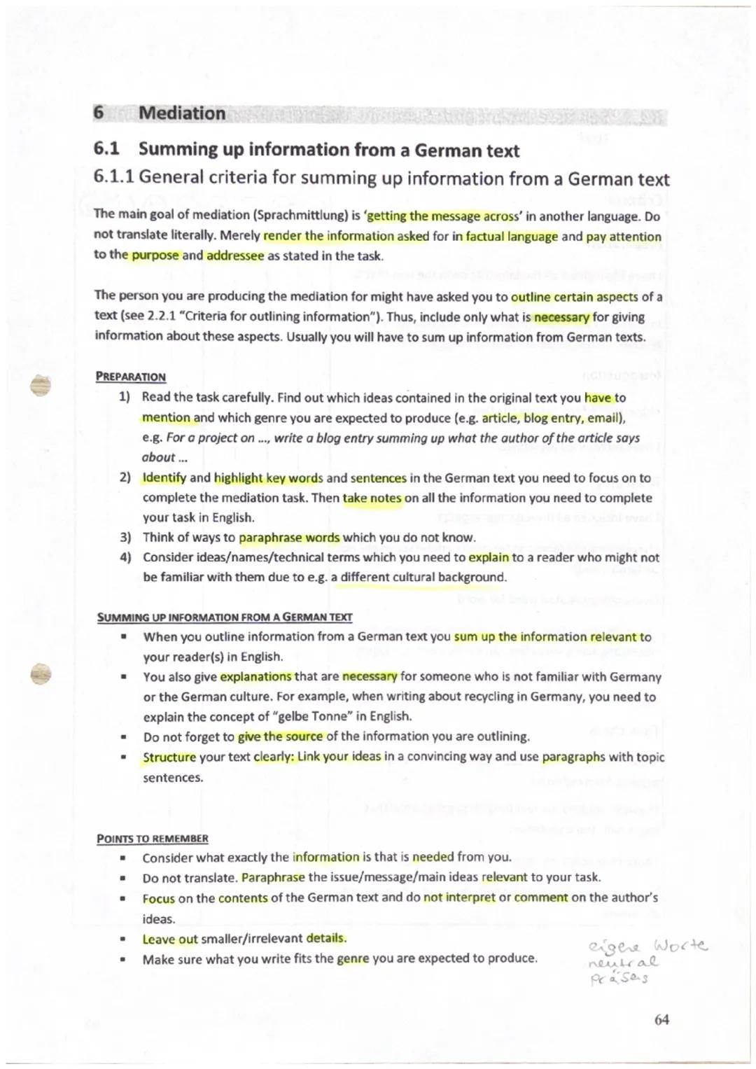 # Mediation
1) preparation
- read the task carefully, 5 times, find out what you
have to focus on in your mediation (what's asked?)
- con
