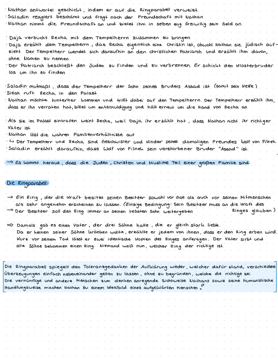 # Nathan der Weise Gotthold Ephraim (essing
→ Das Drama besteht aus 5 Aufzügen, diese haben jeweils mehrere Auftritte
→ geschrieben von Le