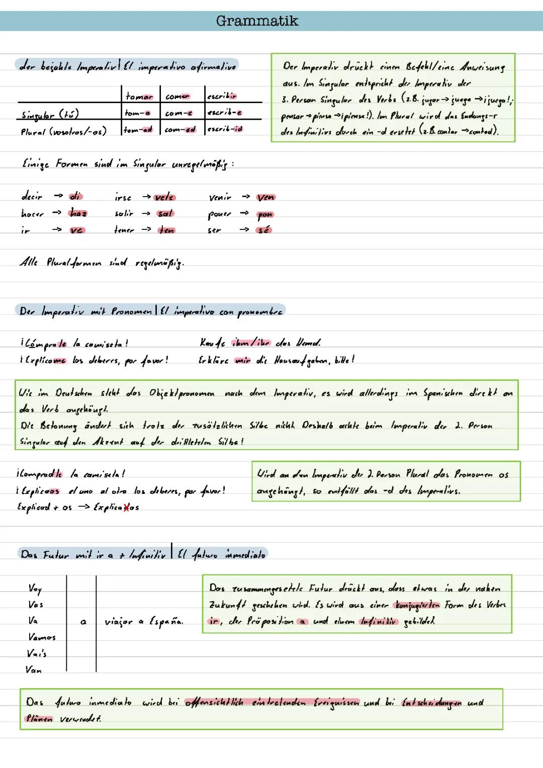 spanische Grammatik, Basics, 3 von 3