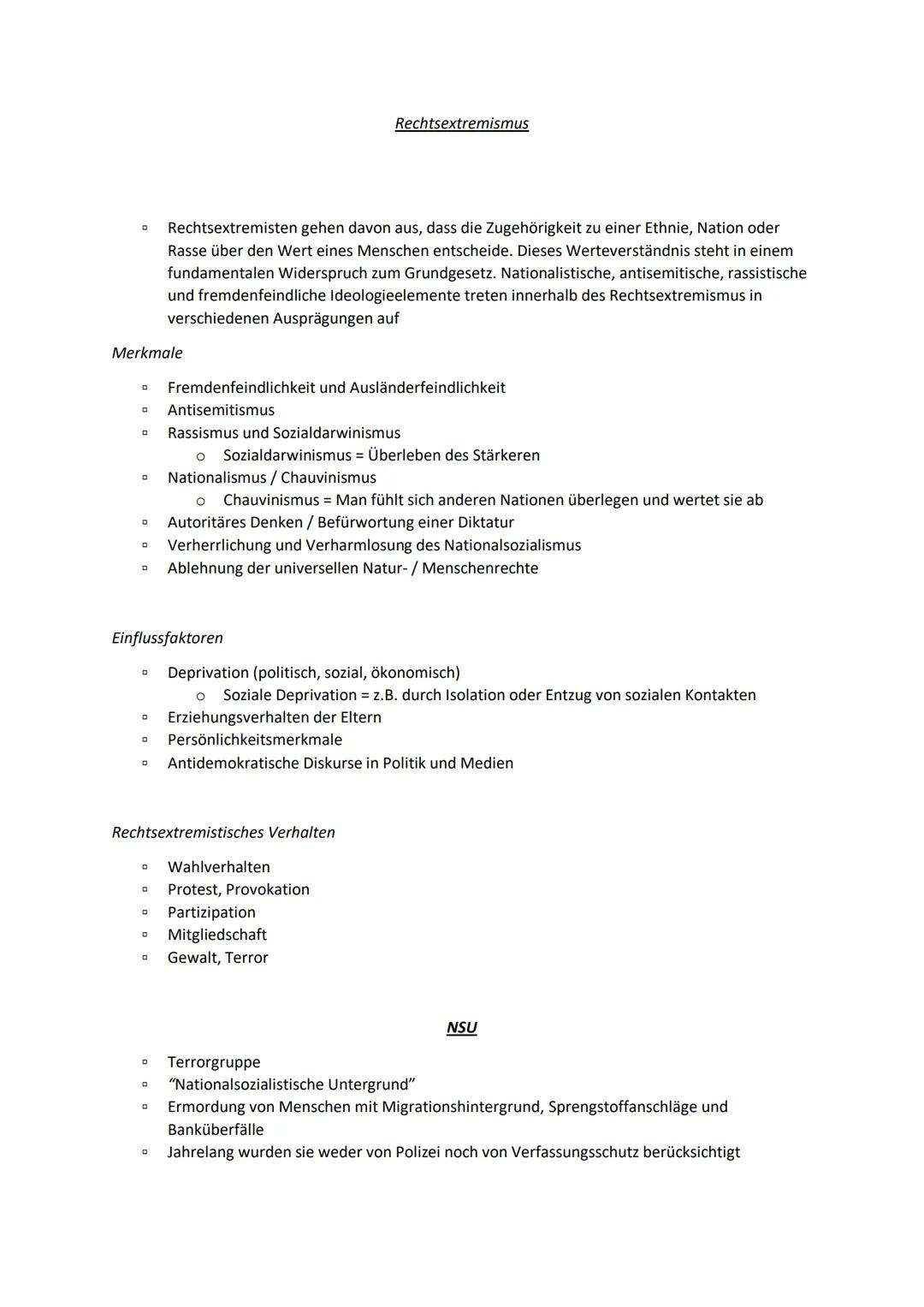 O
Merkmale
0 Fremdenfeindlichkeit und Ausländerfeindlichkeit
Antisemitismus
0 Rassismus und Sozialdarwinismus
0
O Nationalismus / Chauvinism
