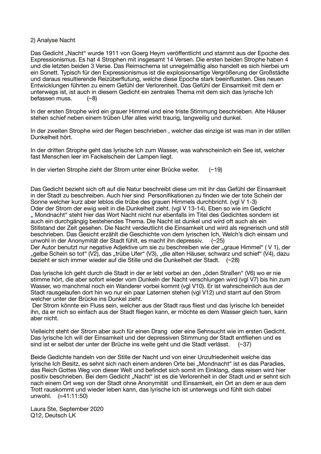 1) Analyse Mondnacht
(Minute: 0)
Das Gedicht ,,Mondnacht" von Joseph von Eichendorff wurde 1837 veröffentlicht. Es ist ein
Naturgedicht und