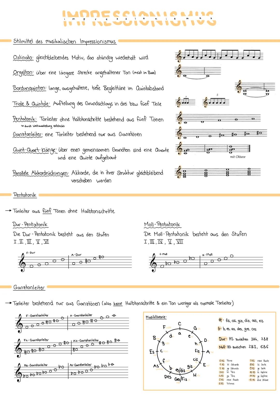 Stilmittel des musikalischen Impressionismus
Ostinato: gleichbleibendes Motiv, das ständig wiederholt wird
Orgelton: über eine längere Strec