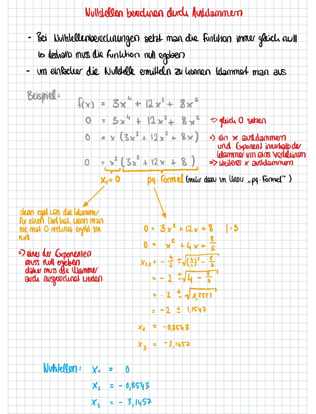 Ausklammern- Nullstellen berechnen