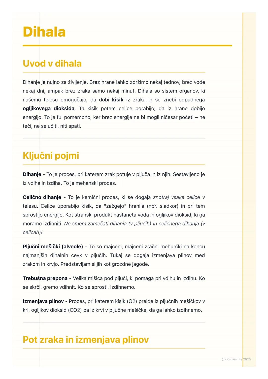 # Dihala
## Uvod v dihala
Dihanje je nujno za življenje. Brez hrane lahko zdržimo nekaj tednov, brez vode
nekaj dni, ampak brez zraka samo