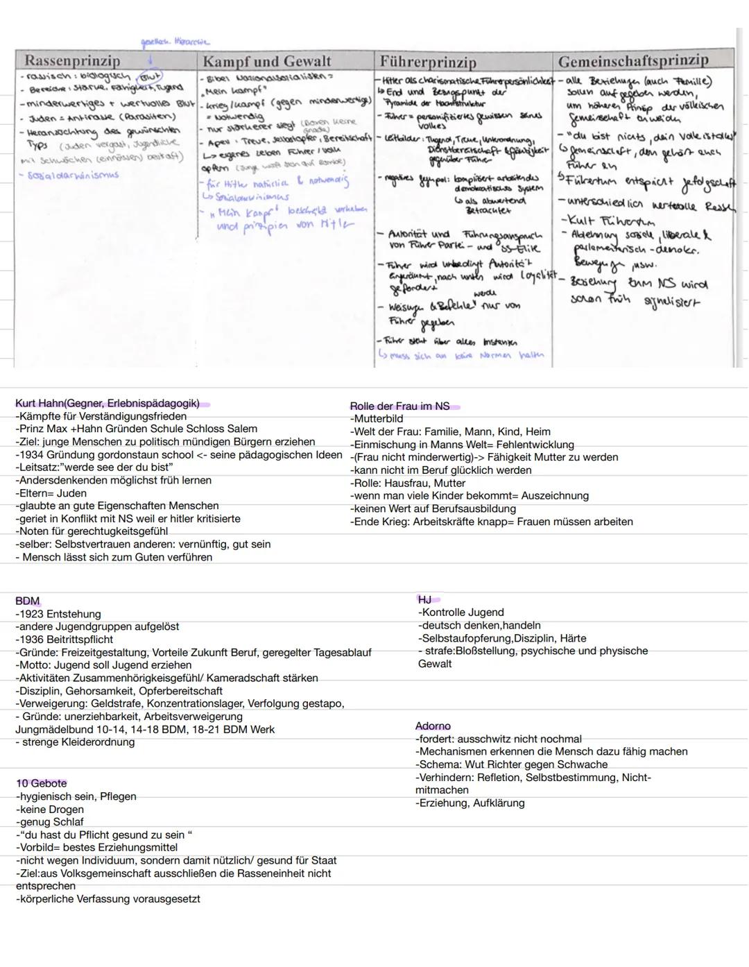 1. Päda Klausur
Erziehungs Konzept Hitler
-hart (,,das schwache muss weggehämmert werden")
-will dass welt sich vor Heranwachsender Jugend
e