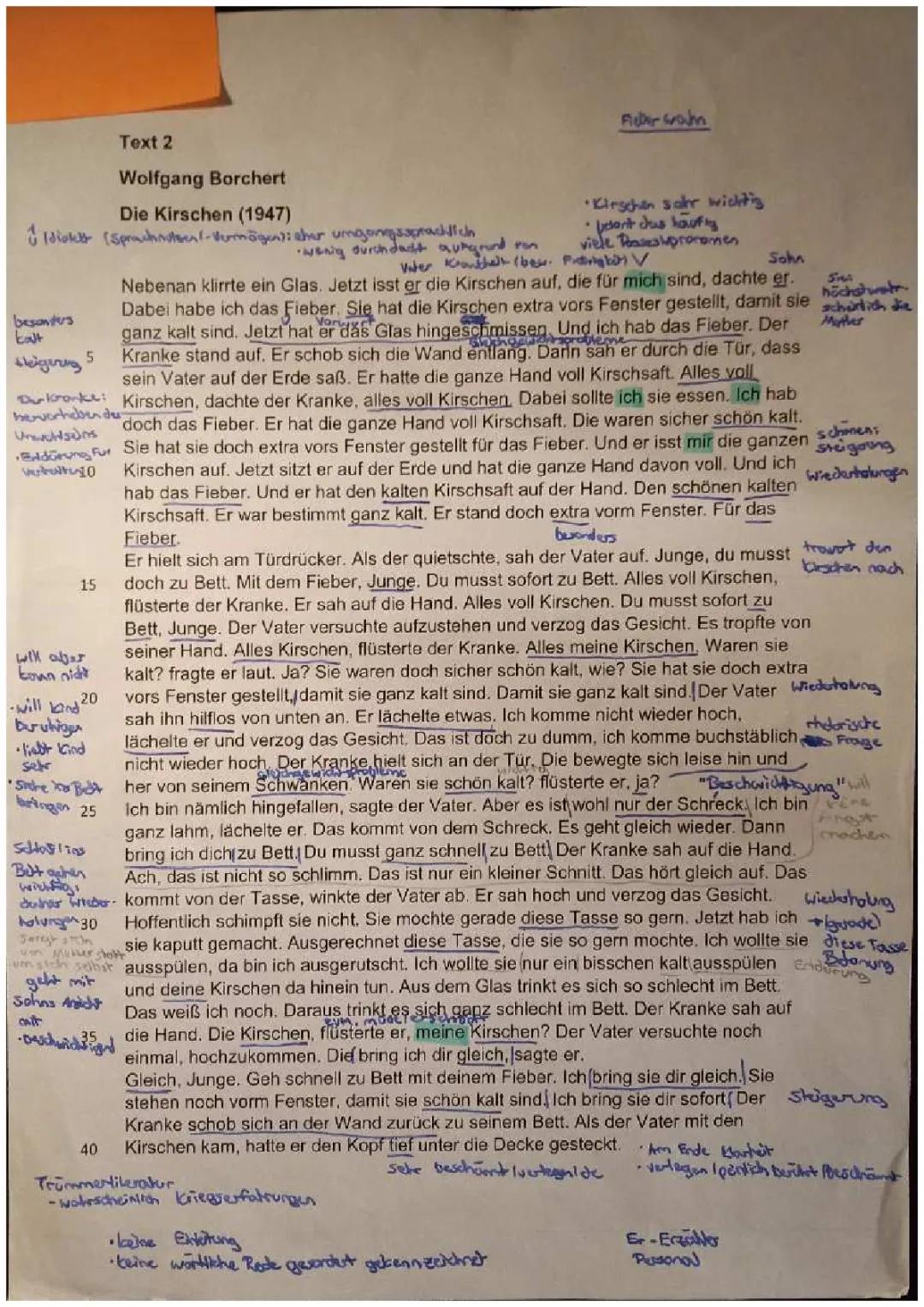 Wolfgang Borchert: Die Kirschen (1947)