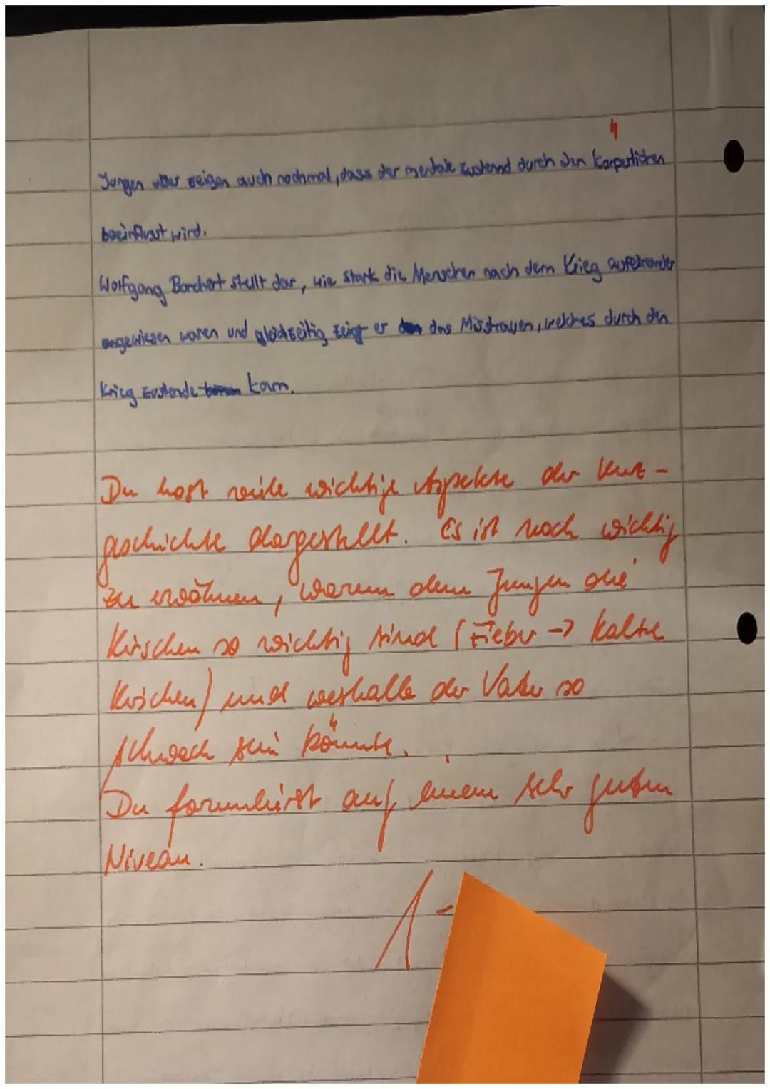 Text 2
Wolfgang Borchert
Die Kirschen (1947)
Idiolet (Sprachouten/-Vermögen):
eher umgangssprachlich
•wenig durch das aufgrund von
Sohn
Sie: