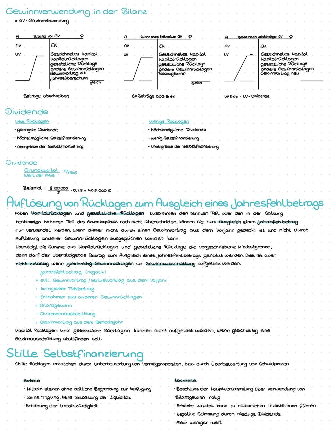 Innen sinanzierung
Bei der Innenfinanzierung werden die Finanzmittel von dem Unternehmen selbst aufgebracht, indem entweder
Gewinne nicht au