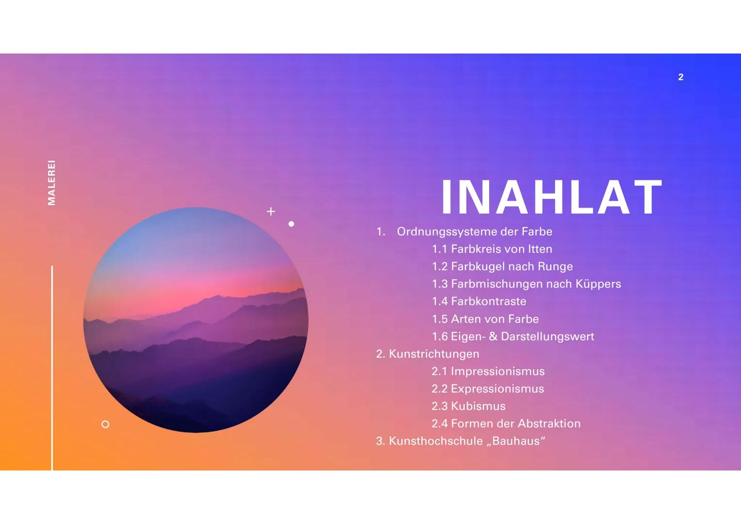 # ABIVORBEREITUNG
# KUNST - MALEREI$^{+}$.
Cécile Scherpe MALEREI
+
INAHLAT
1. Ordnungssysteme der Farbe
1.1 Farbkreis von Itten
1.2 Farbku