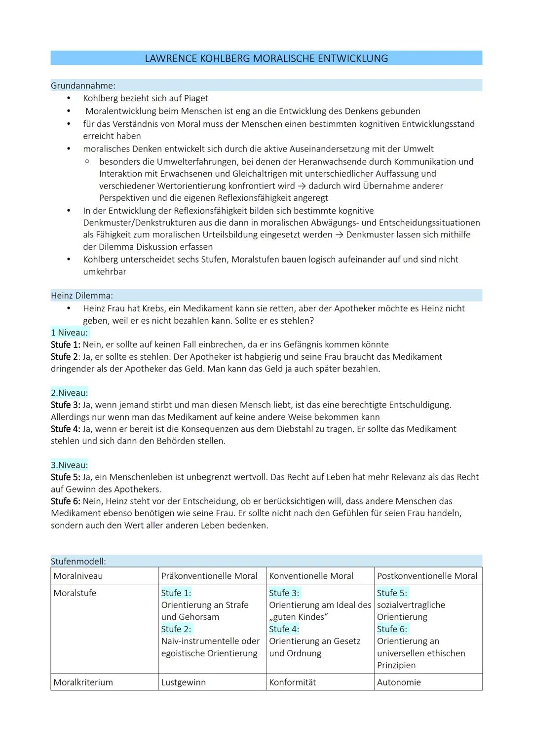 Grundannahme:
.
●
.
Kohlberg bezieht sich auf Piaget
Moralentwicklung beim Menschen ist eng an die Entwicklung des Denkens gebunden
für das