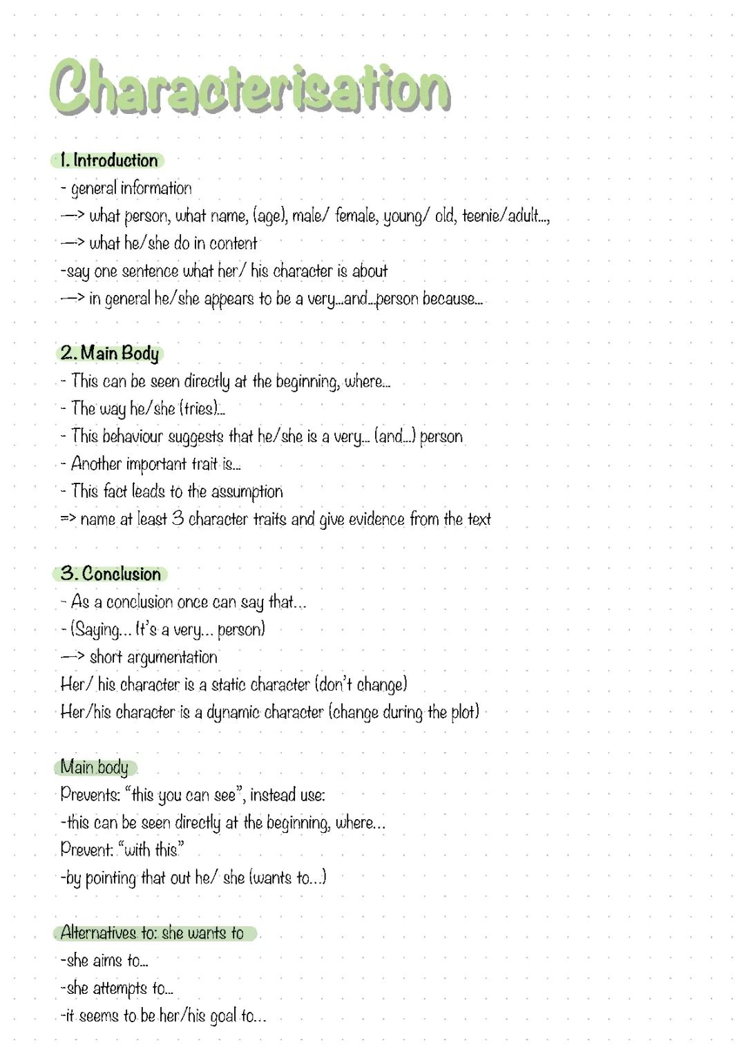 writing a characterisation